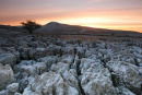 07-0792 Karst Landscape and Ingleborough Hill in Dawn Winter Light from Scales Moor. North Yorkshire